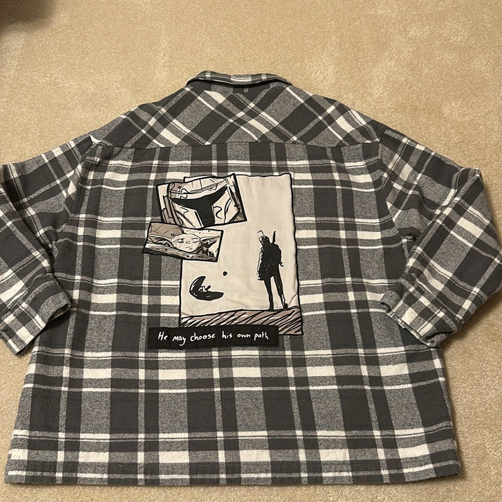 Star Wars fully lined heavy weight cotton plaid snap front artwork on ba…